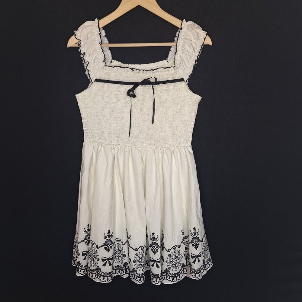 NWOT Smocked Cottagecore Lined Dress Size M Milkmaid Balletcore Romantic Preppy